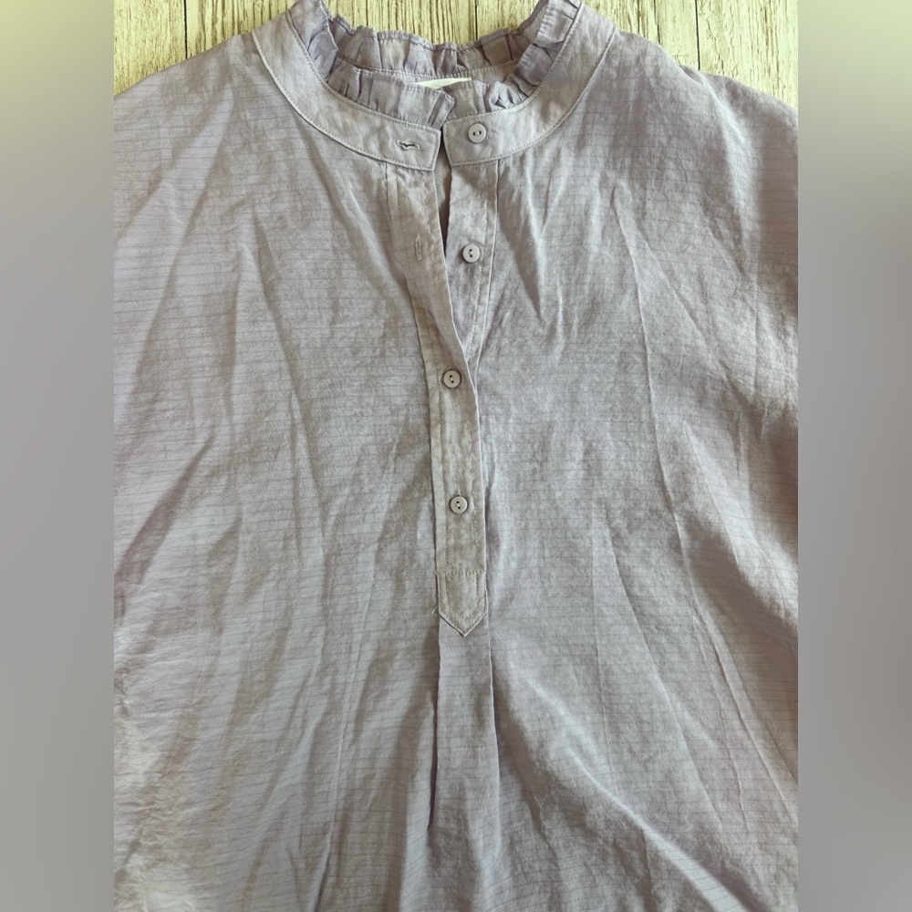 Mango Half Button-Down Ruffle Collar Long Sleeve … - image 6